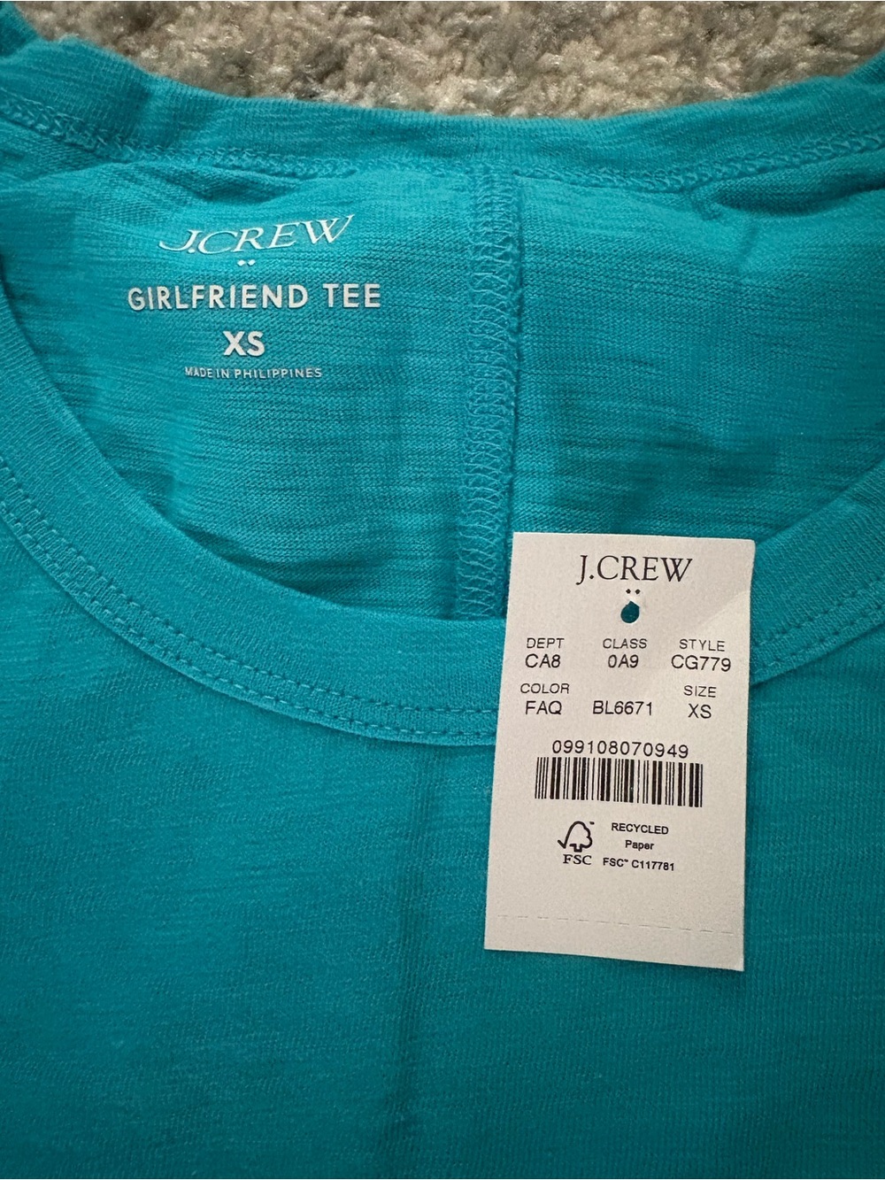 J. Crew Girlfriend Tee in Bright Teal